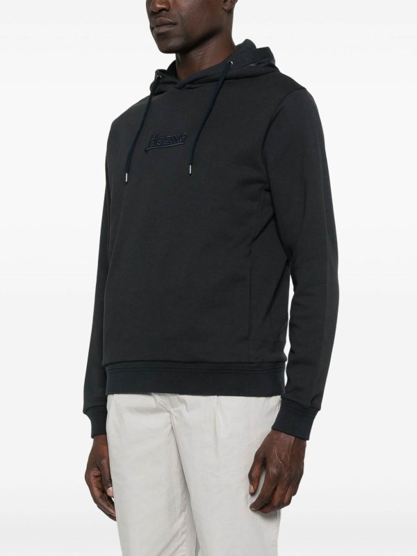 The Best Shops HERNO: Sweatshirts & Sweaters - Logo Cotton Hoodie