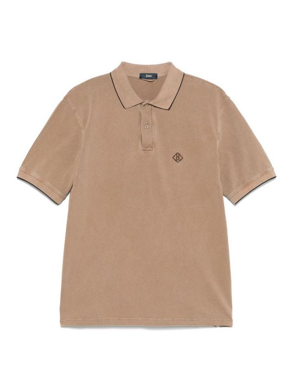 HERNO: polo shirts - Logo Cotton Polo Shirt