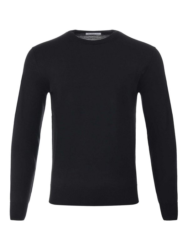 MANUEL RITZ : Strickpullover mit Rundhalsausschnitt - Rundhalspullover - Schwarz