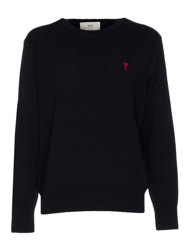 AMI PARIS: crew necks - Black Adc Sweater