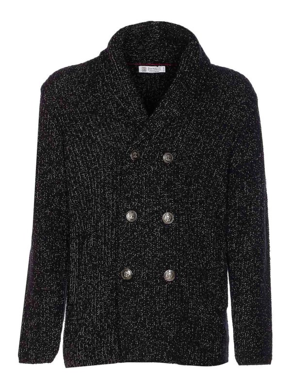 BRUNELLO CUCINELLI: cardigans - Black And Beige Cardigan