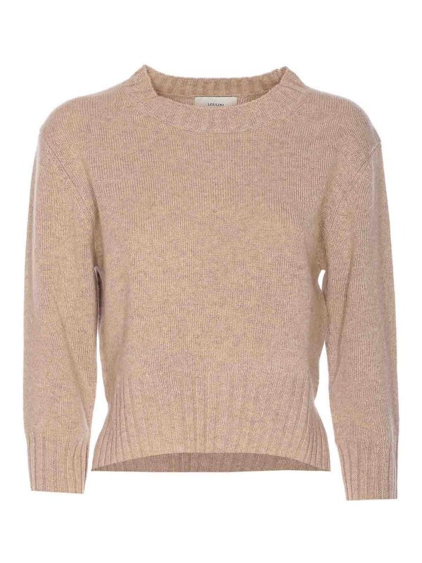 LOULOU STUDIO: crew necks - Beige Melange Mora Sweater