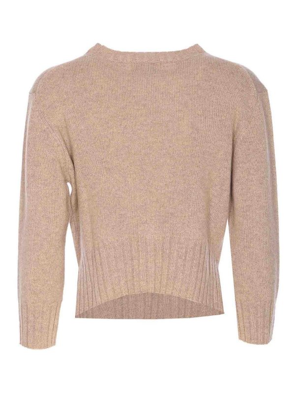 LOULOU STUDIO: crew necks online - Beige Melange Mora Sweater