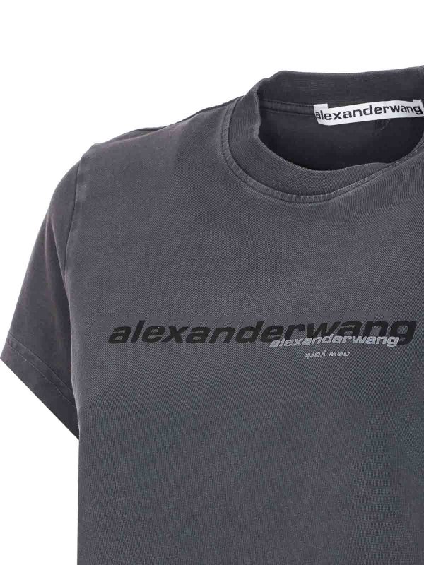 The Best Shops ALEXANDER WANG: t-shirts - Washed Black Shrunken T-Shirt