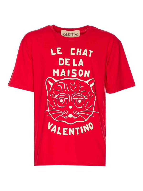 VALENTINO GARAVANI: t-shirts - Le Chat De La Maison Print T-Shirt