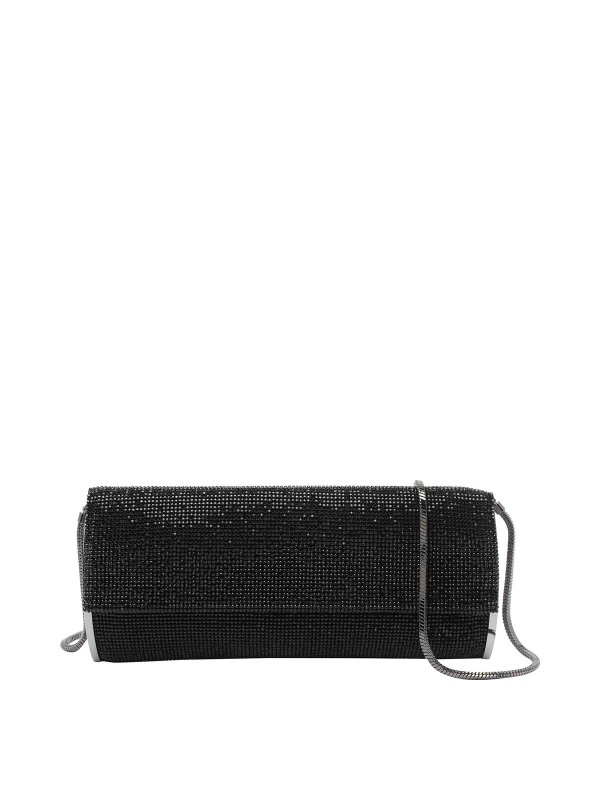 BENEDETTA BRUZZICHES: cross body bags - Black Kate Crystal Crossbody Bag