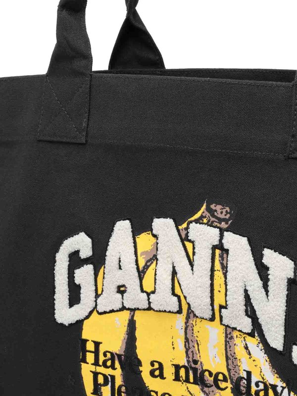 Shopper XXL Banana Print Bag shop online: GANNI