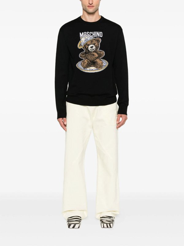 クルーネック - 黒 shop online: MOSCHINO