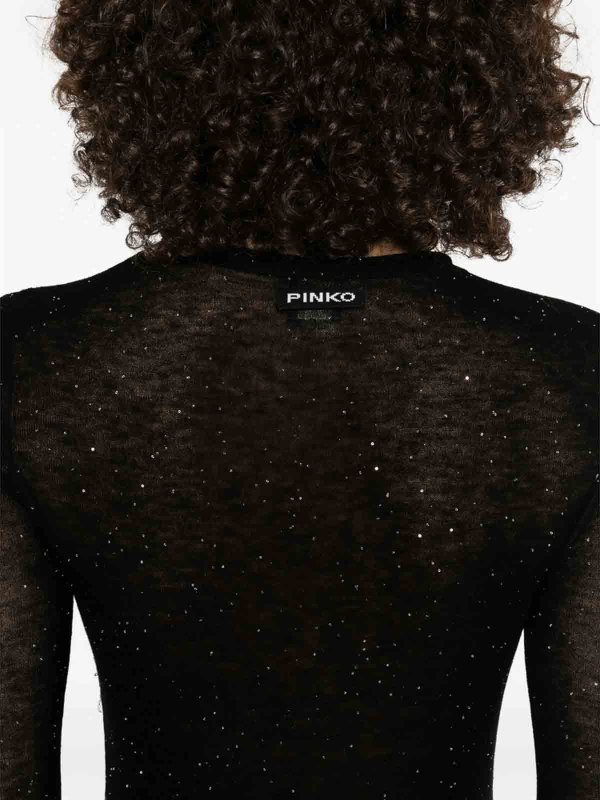 The Best Shops Pinko: Strickpullover mit Rundhalsausschnitt - Rundhalspullover - Schwarz