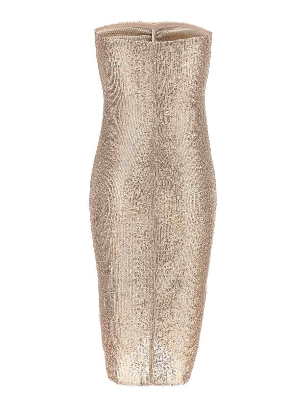 Norma Kamali: knee length dresses online - Strapless Shirred Front Dress