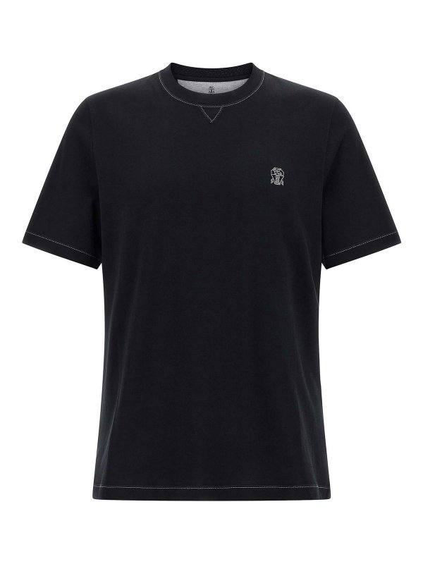 BRUNELLO CUCINELLI: t-shirts - Logo Embroidery T-Shirt