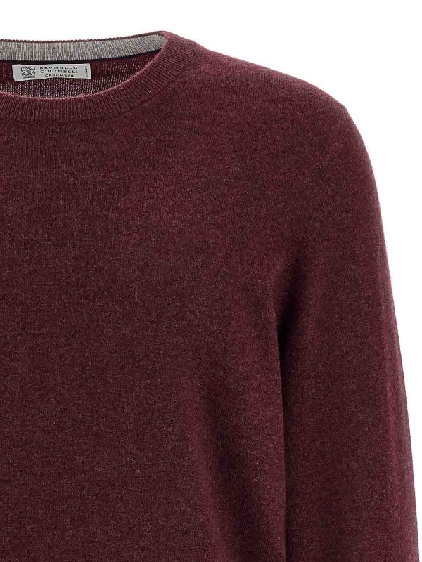 The Best Shops BRUNELLO CUCINELLI: Strickpullover mit Rundhalsausschnitt - Rundhalspullover - Dunkelrot