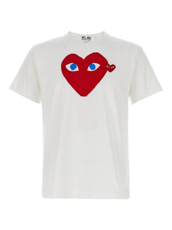 Comme des Garçons Play: t-shirt - T-shirt stampato e patch logo