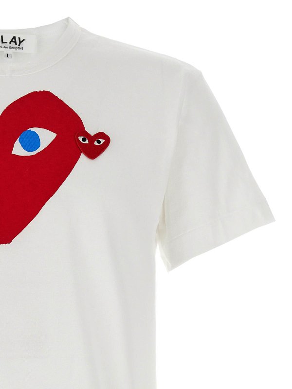 The Best Shops Comme des Garçons Play: t-shirt - T-shirt stampato e patch logo