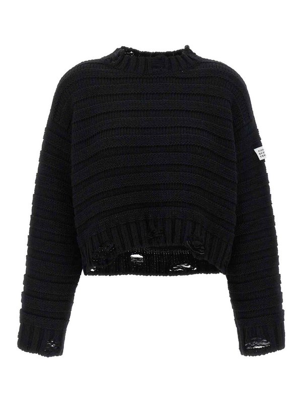 MM6 MAISON MARGIELA: クルーネック - クルーネック - 黒
