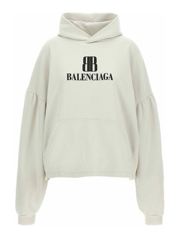 BALENCIAGA: Sweatshirts & Sweaters - Cropped Logo Hoodie