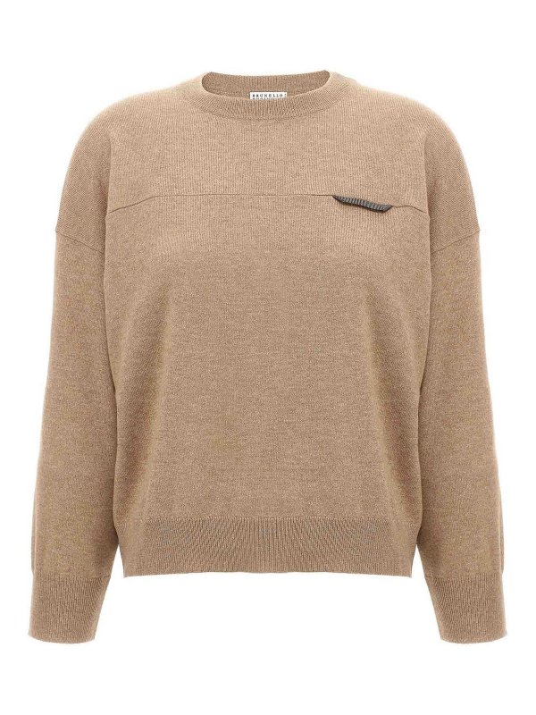 BRUNELLO CUCINELLI: crew necks - Monile Crop Sweater