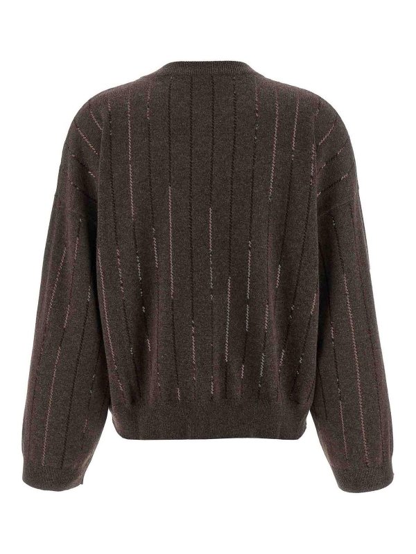 BRUNELLO CUCINELLI: Strickpullover mit Rundhalsausschnitt online - Rundhalspullover - Braun