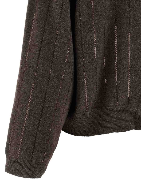 Rundhalspullover - Braun shop online: BRUNELLO CUCINELLI