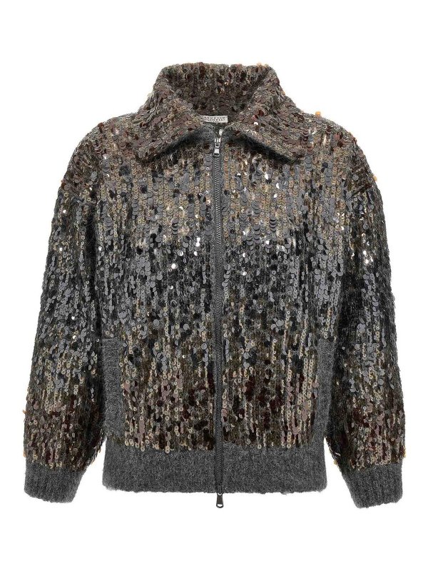 BRUNELLO CUCINELLI: cardigans - Dazzling Dgrad Embroidery Cardigan
