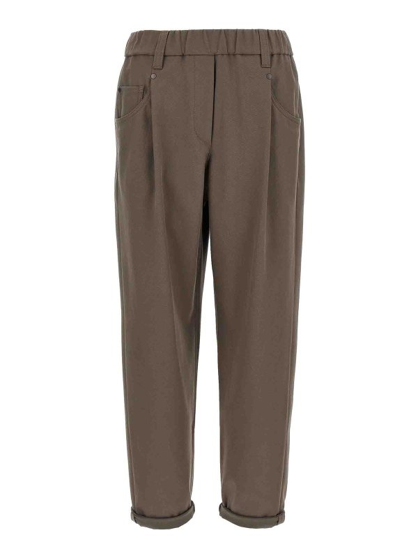 BRUNELLO CUCINELLI: casual trousers - Shiny Bartack Pants