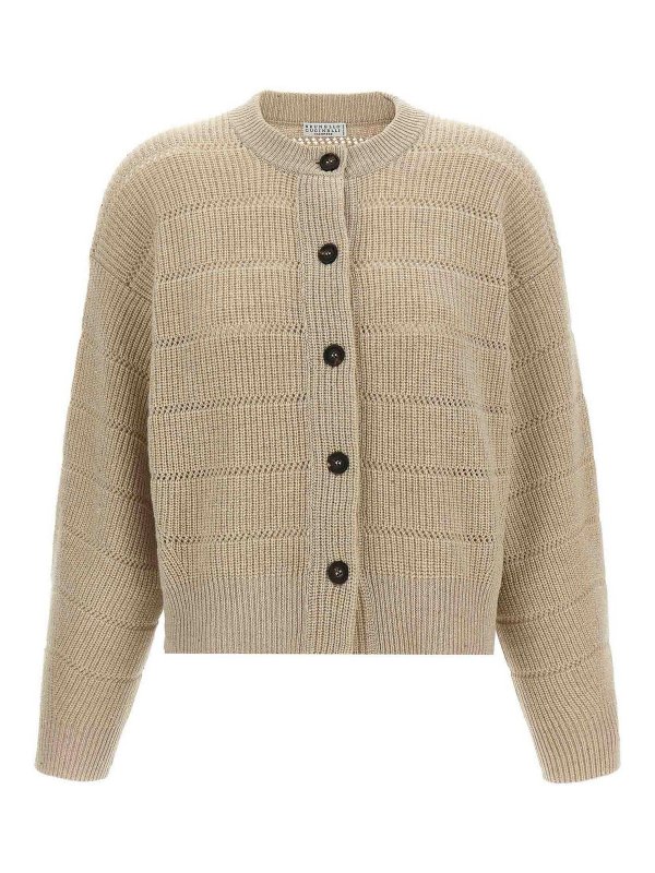 BRUNELLO CUCINELLI: cardigans - Rustic Dazzling Net Cardigan
