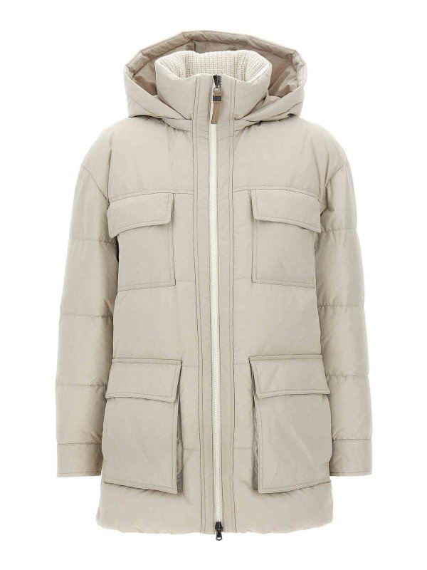 BRUNELLO CUCINELLI: padded jackets - Knitted Neck Down Jacket