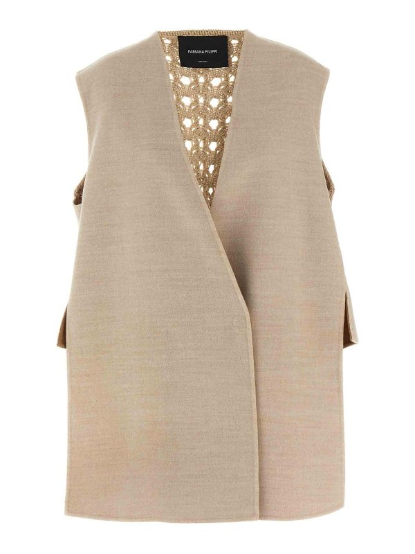 FABIANA FILIPPI: Gilets tricot - Gilet - Beige