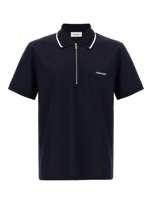 FERRAGAMO: polo shirts - Logo Embroidery Polo Shirt