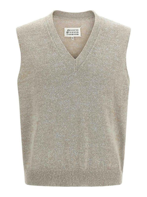 Maison Margiela: Gilets tricot - Gilet - Beige