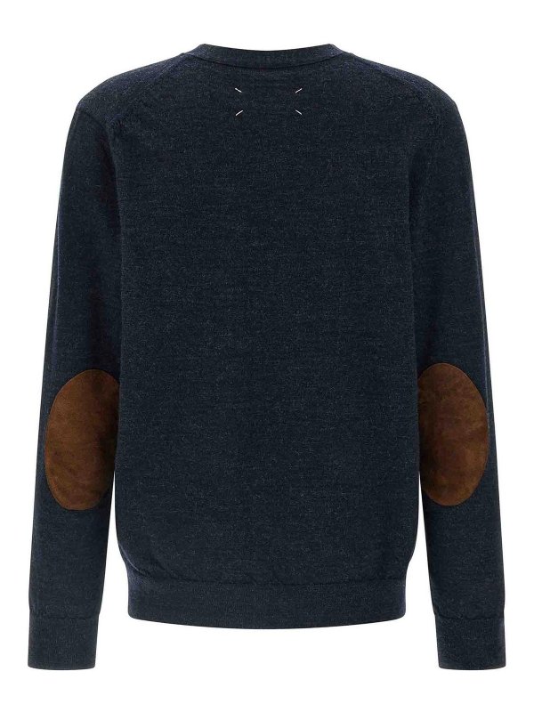 Maison Margiela: cardigan online - Cardigan in pelle scamosciata