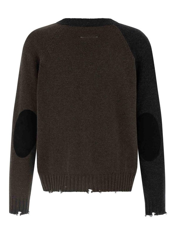 MM6 MAISON MARGIELA: cardigans online - Two-Tone Suede Patch Cardigan