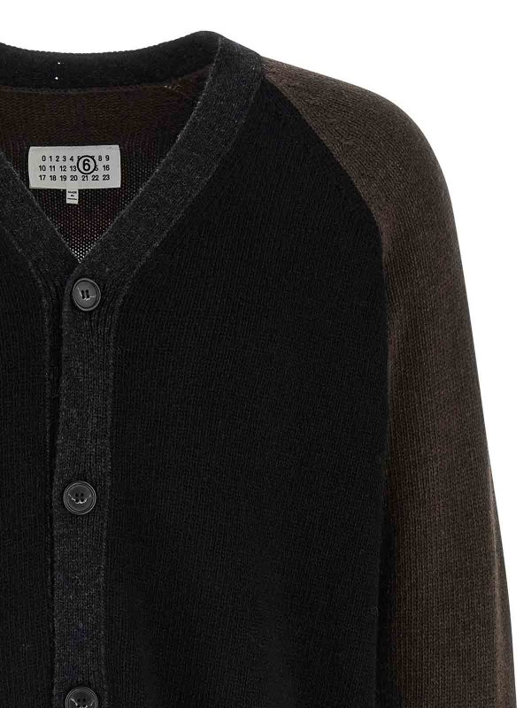 The Best Shops MM6 MAISON MARGIELA: cardigans - Two-Tone Suede Patch Cardigan
