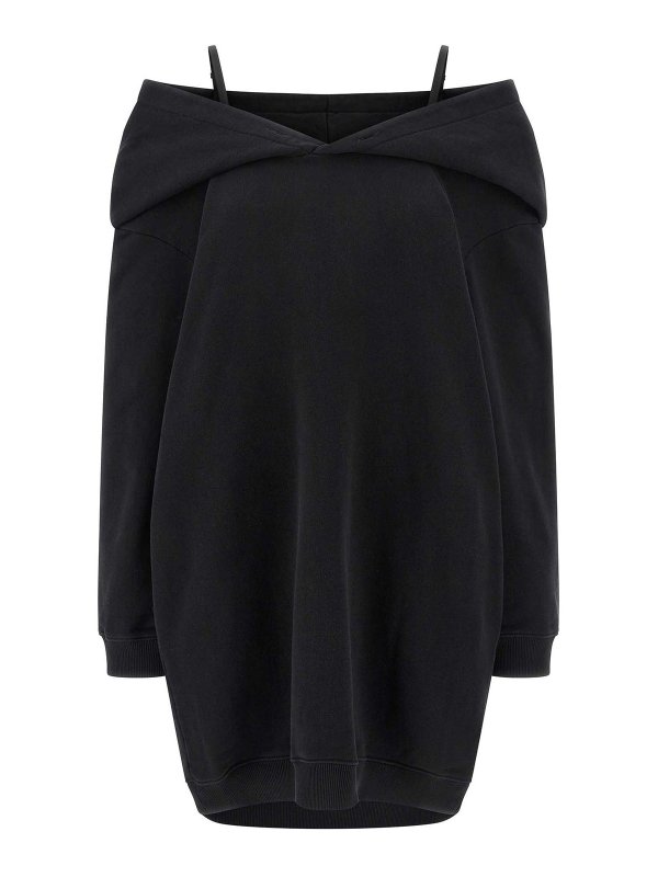 MM6 MAISON MARGIELA: knee length dresses - Off-Shoulder Hooded Dress