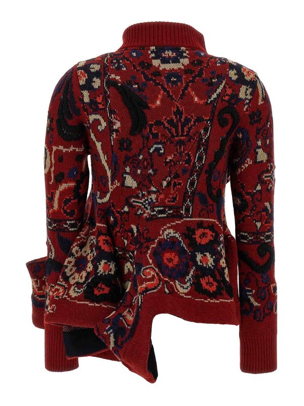 Sacai: cardigans online - Jacquard Wool Cardigan