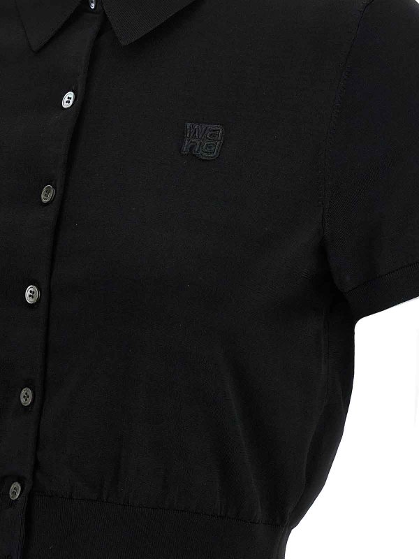 T By Alexander Wang Logo Patch Polo Shirt - Black T By Alexander Wang Logo Patch Polo Shirt - Black