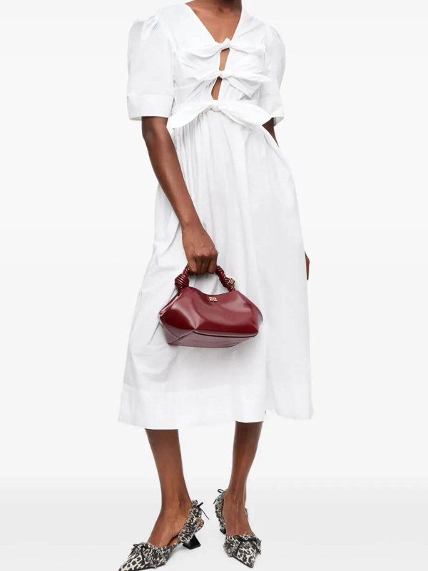 GANNI: knee length dresses online - Dress With Bows