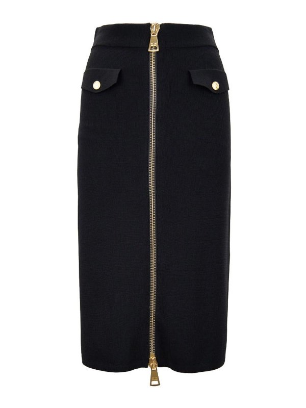 ELISABETTA FRANCHI: ニーレングススカート＆ミディ丈 - 膝丈/ミディスカート - 黒