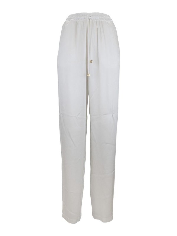 ELISABETTA FRANCHI: カジュアルトラウザー - カジュアルパンツ - クリーム