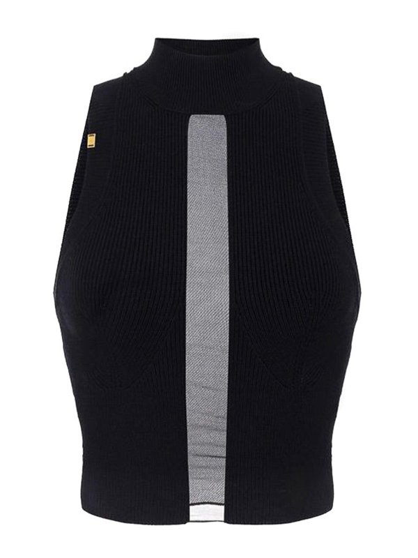 ELISABETTA FRANCHI: Tops y camisetas sin mangas - Top - Negro