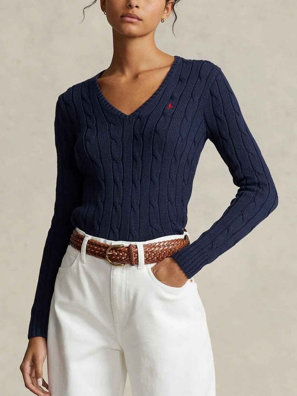 POLO RALPH LAUREN: Strickpullover mit Rundhalsausschnitt online - Rundhalspullover - Weiß