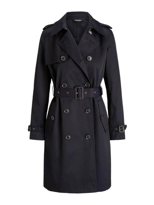 LAUREN RALPH LAUREN: トレンチコート - トレンチコート - ブルー