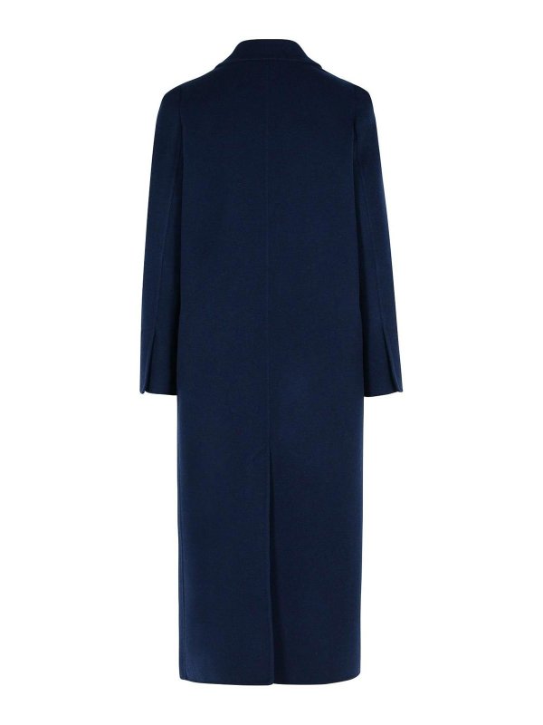 Max Mara: short coats online - Albania Blue Virgin Wool Blend Coat