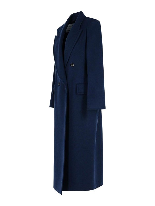 The Best Shops Max Mara: short coats - Albania Blue Virgin Wool Blend Coat