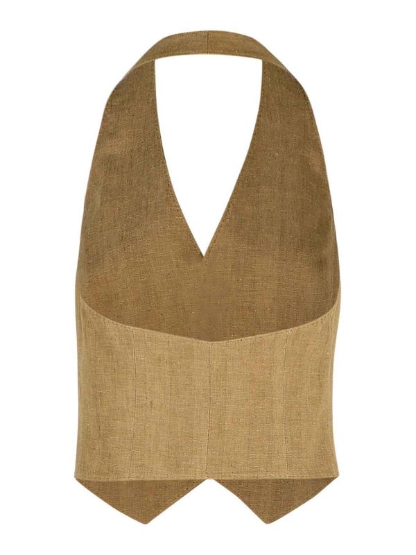 Max Mara: vests online - Sauro Beige Linen Vest