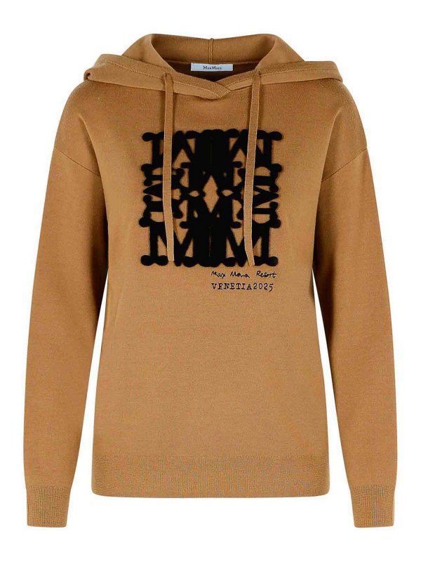 Max Mara: Strickpullover mit Rundhalsausschnitt - Rundhalspullover - Beige