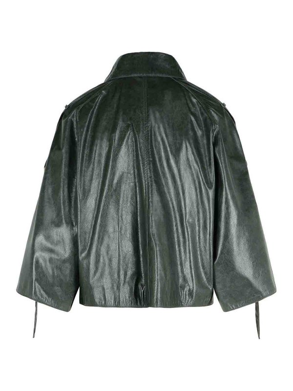 Max Mara: casual jackets online - Tenace Grey Leather Jacket