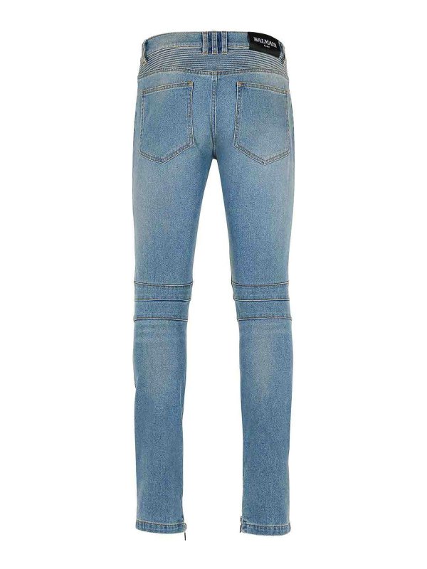 Balmain: bootcut jeans online - Biker Blue Cotton Jeans