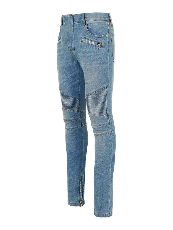 The Best Shops Balmain: bootcut jeans - Biker Blue Cotton Jeans