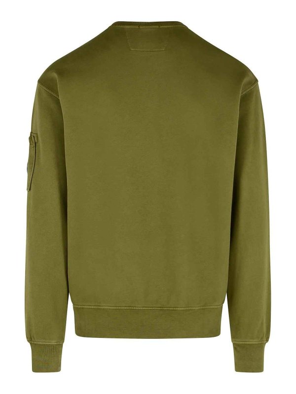 C.P. COMPANY: Sweatshirts & Sweaters online - Brushed Green Cotton Sweatshirt